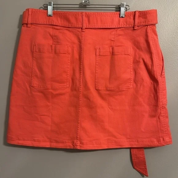 NWT LOFT Utility Pocket Skirt in 'Hothouse' Orange/Pink Size 14 - Picture 5 of 12